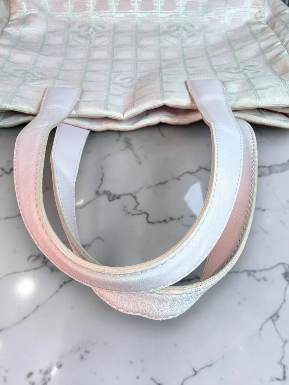 Chanel Vintage Y2K Pink Travel Line Large CC Jacquard Tote with COA